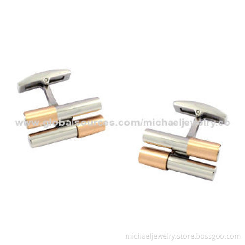 Stainless steel cufflinks, with rose gold and fashionable